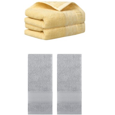 REGALWOVEN 4 Pcs Solid Soft Absorbent Hand Towel for Bathroom 14" x 30"