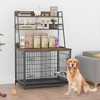 Whizmax Wooden Dog Crate Furniture with Storage Shelves, Dog Kennel Indoor with Removable Tray, Double Doors Modern Dog Crate, Dog House with Two Adjustable Stainless Steel Bowls, End Table Dog Crate, - 2 of 4