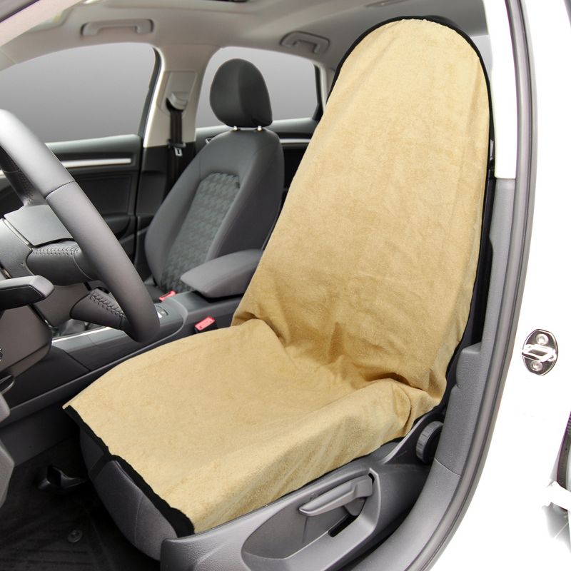 Unique Bargains Universal Anti-Slip Seat Protector Pad Car Seat Cover Beige 1 Pc, 2 of 8