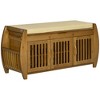 HOMCOM Shoe Bench with Storage Cabinets, Bamboo Entryway Bench with Seating Cushion, 3 Doors, Side Rack and Hidden Compartment for Hallway, Brown - 4 of 4