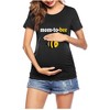 Women's Black Color mom-to-bee Print Maternity T-shirt - 3 of 4