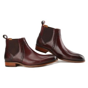 Gino Vitale | Men's Handcrafted Genuine Leather Chelsea Brogue Dress Boot - 1 of 3