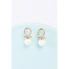 Slickblue Gold Irregular Loop Drop Earrings with Faux Rainbow Pearl, Stylish Dangle Design, 1" - 2 of 4