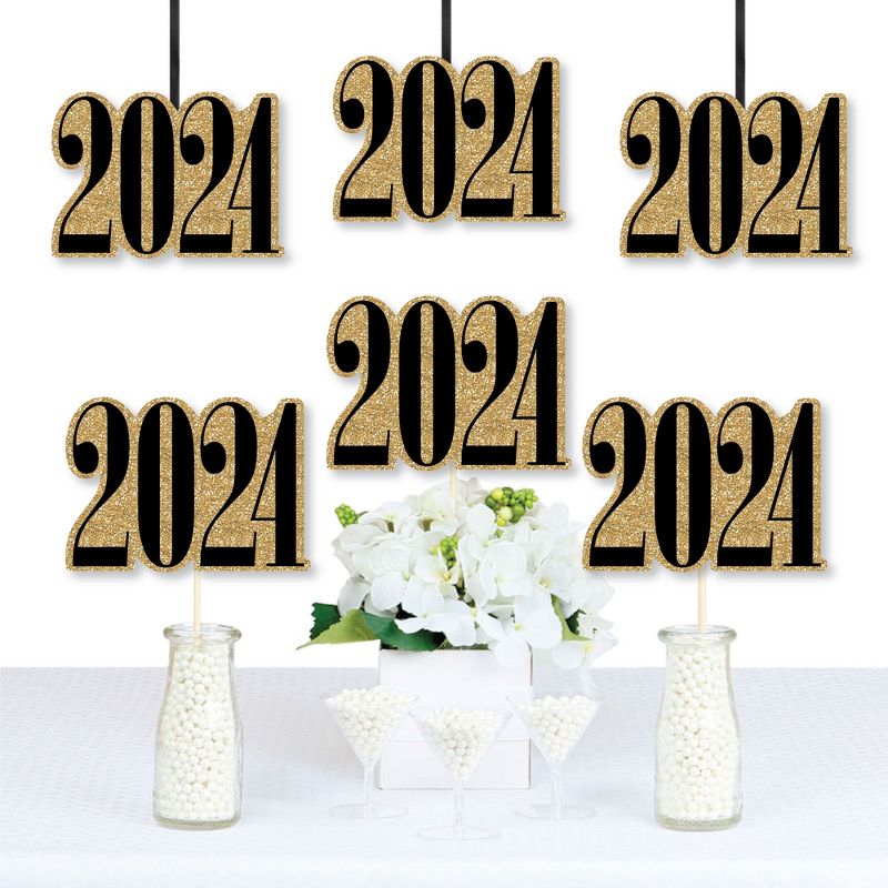 Big Dot of Happiness 2024 Gold Graduation Decorations - DIY Party Essentials - Set of 20, 1 of 6