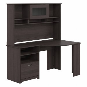 Cabot 60W Corner Desk with Hutch Heather Gray - Bush Furniture: Laminated Workstation, MDF Frame, Office Storage - 1 of 4