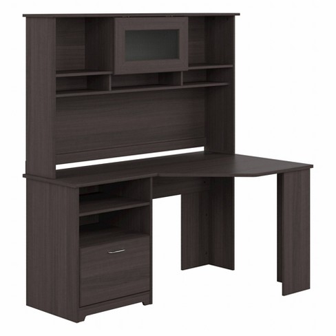 Cabot 60w Corner Desk With Hutch Heather Gray Bush Furniture Laminated Workstation Mdf Frame Office Storage Target