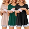 Ekouaer Womens Nursing Tops 3 Packs Short Sleeve Breastfeeding Shirts Double Layer Postpartum Shirt Nursing Shirts - 4 of 4