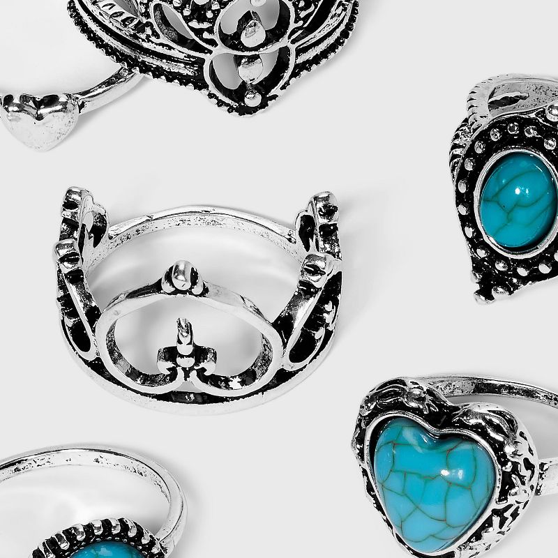 Heart Turquoise Ring Set 6pc - Wild Fable&#8482; Silver 7, 2 of 3