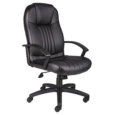 High Back Leather Plus Chair Black - Boss Office Products