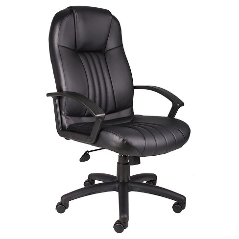 High Back Leather Plus Chair Black - Boss Office Products - image 1 of 4