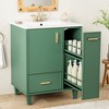 Chic Crate-24" Modern Bathroom Vanity – Sink & Deep Drawer | 2-Tier Pull-Out Basket | Solid Wood Frame | Green - 3 of 4