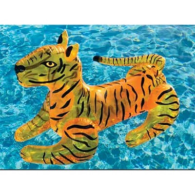 Swimline Heavy Duty Giant 73 Inch Long Wild Tiger Inflatable Ride On Raft Swimming Pool Water Toy Float for All Ages Adults and Children