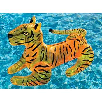 Swimline Heavy Duty Giant 73 Inch Long Wild Tiger Inflatable Swimming Pool or Lake Floating Water Raft Lounger 2 Person Ride On Toy