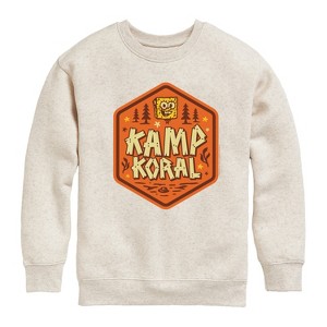 Boys' - SpongeBob SquarePants - Kamp Koral Kamp Koral Badge Graphic Long Sleeve Fleece Sweatshirt - 1 of 4