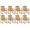 vidaXL Solid Acacia Wood Patio Chairs with Cushions, Set of 2, Outdoor Garden Furniture, Durable and Stable - 3 of 4