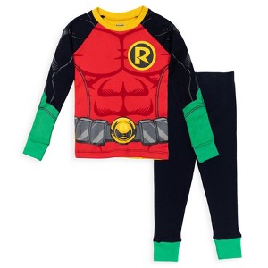 DC Comics Justice League Robin Cosplay Pajama Shirt and Pants Sleep Set Toddler - 1 of 4