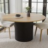 PexFix 52" Wood Round Dining Table Kitchen Table for 4-6 with Arc-Shaped Edge Top & Concave Cylinder Legs for Living/Dining Room Coffee Office Natural - 2 of 4