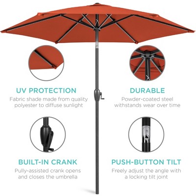 Rust Hexagon Market Patio Umbrella with Crank Lift and Tilt
