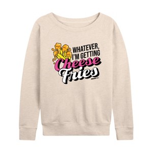 Women's - Mean Girls - Cheese Fries Lightweight French Terry Wide Neck Long Sleeve Shirt - 1 of 4