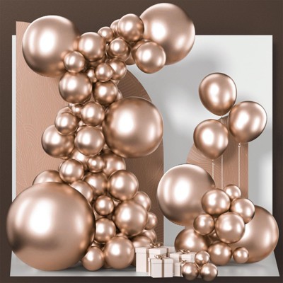 PartyWoo Balloons Metallic Rose Gold Chrome Champagne Gold 36 18 12 10 5 Inch 100 pcs