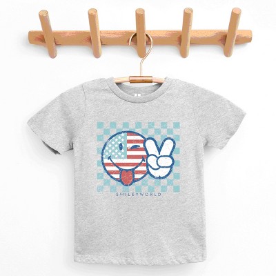 The Juniper Shop SmileyWorld Patriotic Checkered Peace Youth Short Sleeve Tee