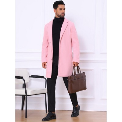 Lars Amadeus Men's Slim Fit Winter Notched Lapel Single Breasted Long Jacket Overcoat X-Large Pink — фото 4