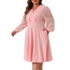 Agnes Orinda Women's Plus Size Swiss Dots Pattern Sleeves V Neck Midi Flowy A-Line Dress - 2 of 4