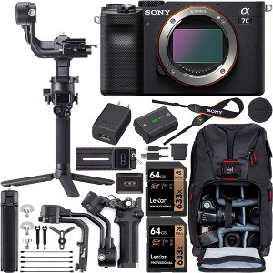 Sony Alpha a7C Mirrorless Digital Camera (Body Only, Black) Filmmaker's Kit with DJI RSC 2 Gimbal 3-Axis Handheld Stabilizer Bundle - 1 of 4