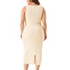Women's Plus Size Sleeveless Wide Shoulder Straps Back Split Square Neck Beach Casual Bodycon Midi Dresses - Agnes Orinda - 4 of 4