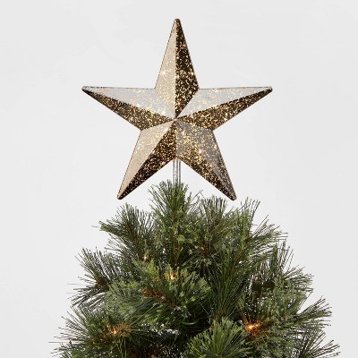 10in Lit Faux Mercury Glass Star Tree Topper Silver - Wondershop™