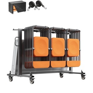 VEVOR Folding Chair Rack, 400 LBS Capacity, Heavy-duty Chair Cart for 42 Chairs or 12 Tables, Multi-Function Chair Storage Dolly, Matte Black - 1 of 4