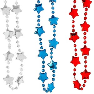 4E's Novelty 72 Patriotic Beads Necklaces (72 Pack) Bulk Star Shaped for 4th of July, Perfect party favors and accessories for Kids and Adults - 1 of 4