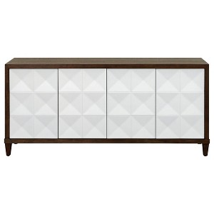 Martin Furniture Modern Geometric Design Wood Console for TVs up to 70" White/ Brown - Stellar Collection: Media Stand with Adjustable Shelves - 1 of 4