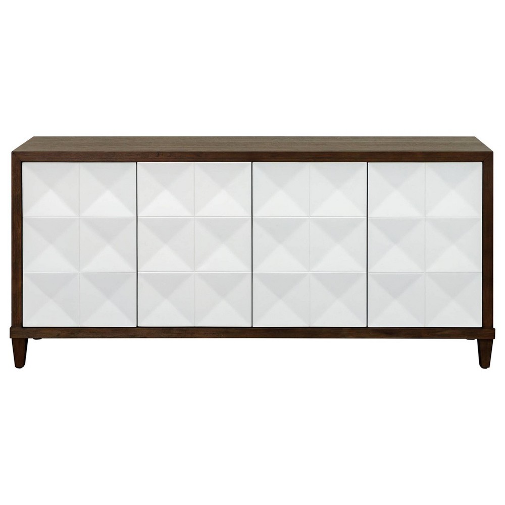 Photos - Display Cabinet / Bookcase Modern Geometric Design Wood Console for TVs up to 70" White/ Brown - Stel
