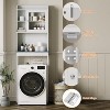 Over-The-Toilet Storage Cabinet w/ Adjustable Shelves & Glass Door - Tall Solid Wood Space Saver for Bathroom Laundry Organizer - 3 of 4
