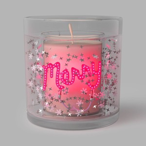 Christmas Gel LED Merry Candle Sugared Pink Peppermint - Wondershop™ - 1 of 3