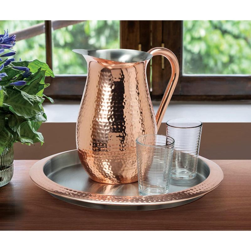 OGGI Stainless Steel Copper Pitcher-Copper Plated Water Pitcher with Hammered, 68oz /2 Lt Drink Pitcher, Copper Kitchen Accessories, 2 of 7