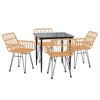 vidaXL Garden Dining Set Black Steel, Tempered Glass, Polyethylene Medium - Brown 31.5" x 31.5" x 29.1" 4 Items - 3 of 4