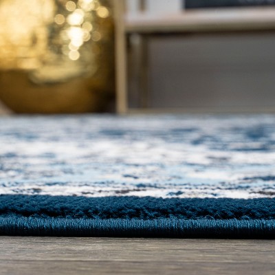 Navy/Blue Medallion Easy-Care Synthetic Area Rug