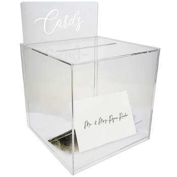 OnDisplay 10" Luxe Acrylic Clear Wedding Card Money Box w/Hinged Lid and Removable Sign