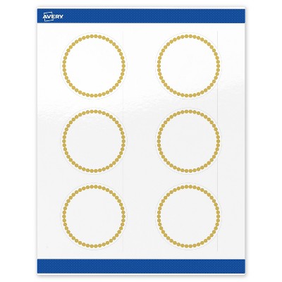 Avery Printable Round Labels, Gold Beads, 3" Diameter, Glossy White Round Labels, Permanent, Laser/Inkjet, 60ct, Great for Product Labels