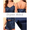 cheibear Women's Satin Spaghetti Cami Tops Ruffle Trim Shorts Sleepwear Sets - 4 of 4