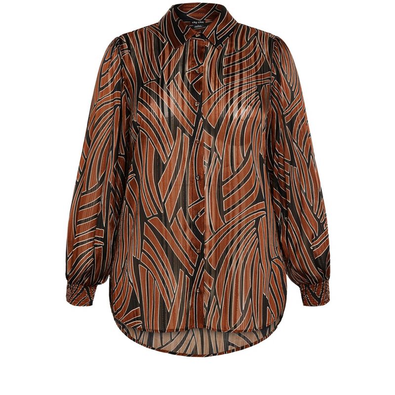 Women's Plus Size Madelyn Shirt - brown | CITY CHIC, 5 of 8