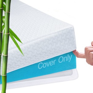 Aoibox Queen Size Mattress Topper Cover Cooling Bamboo Rayon 3 Inch Zippered Protector with Adjustable Straps - 1 of 4