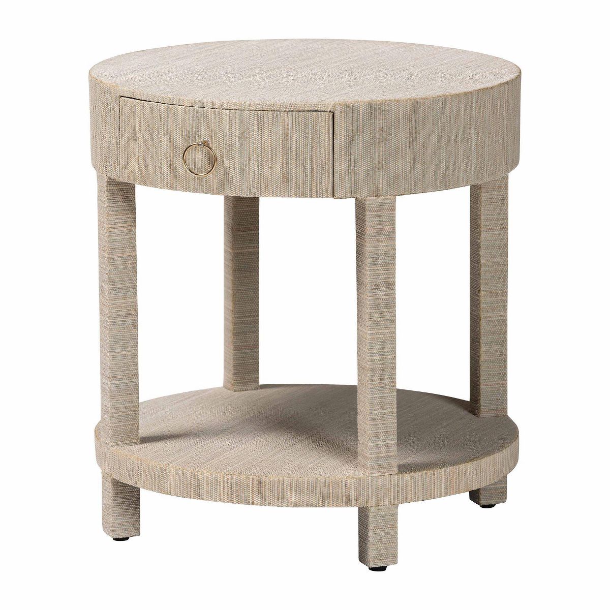 bali & pari Sadia Woven Grasscloth 1 Drawer Nightstand Natural/Gold