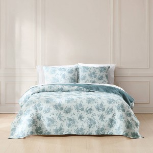 Lush Décor Rose Garden Pick Stitch Jacquard Matelasse Coverlet Blue - 1 of 4