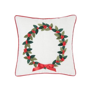 C&F Home Holiday Wreath Pillow - 1 of 3