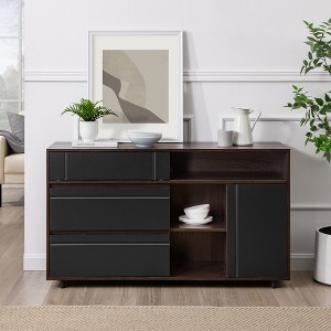 Bella Depot Contemporary 4-Door Sideboard with Open Storage - 1 of 4