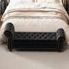 Storage Bench With Arms, 64.5" Wood Upholstered Bench With Storage And Seating, Farmhouse End Of Bed Bench, Storage Ottoman Bench For Bedroom - 3 of 4