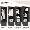 VINGLI Armoire Wardrobe Closet with Doors, 38" W Armoire Wardrobe Cabinet with Drawers and Hanging Rod, Black Wood Bedroom Armoires - 3 of 4